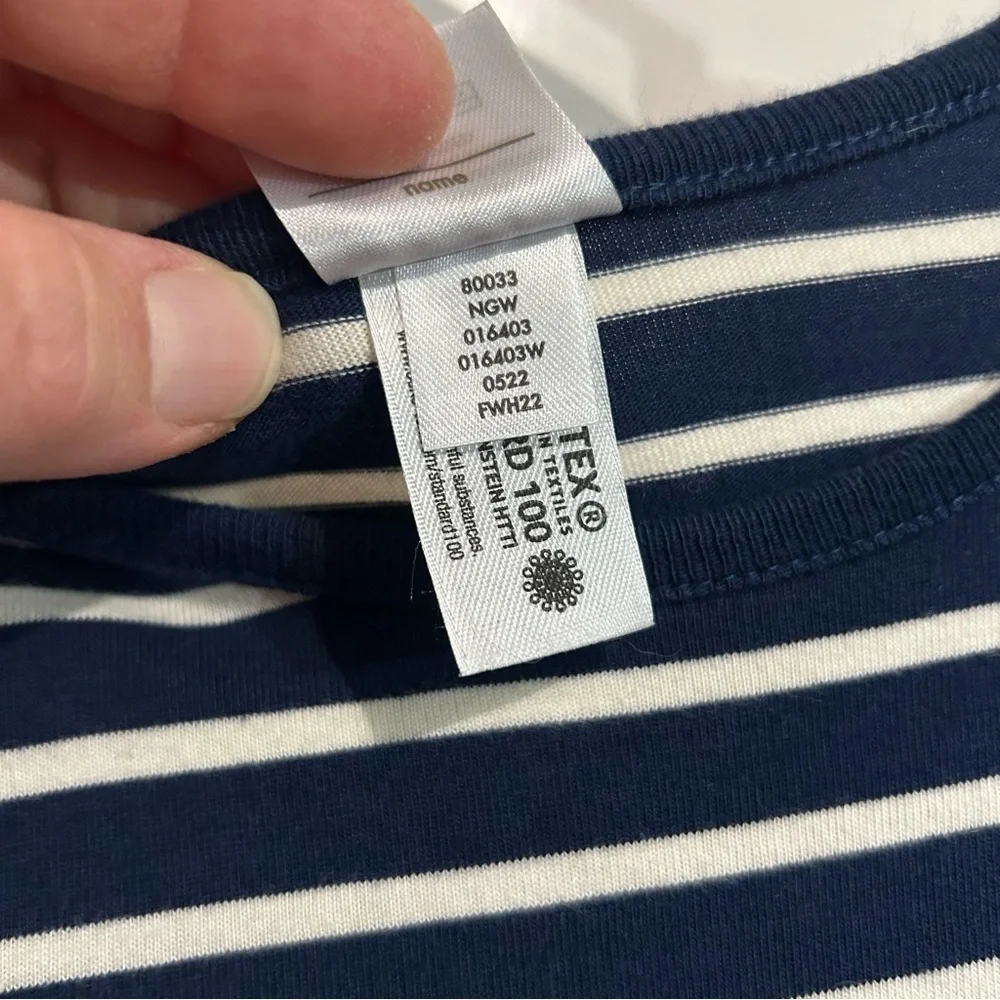 Hanna Andersson NAVY STRIPE WOODLAND HOLIDAY MIXIE PLAYDRESS DRESS Size 8